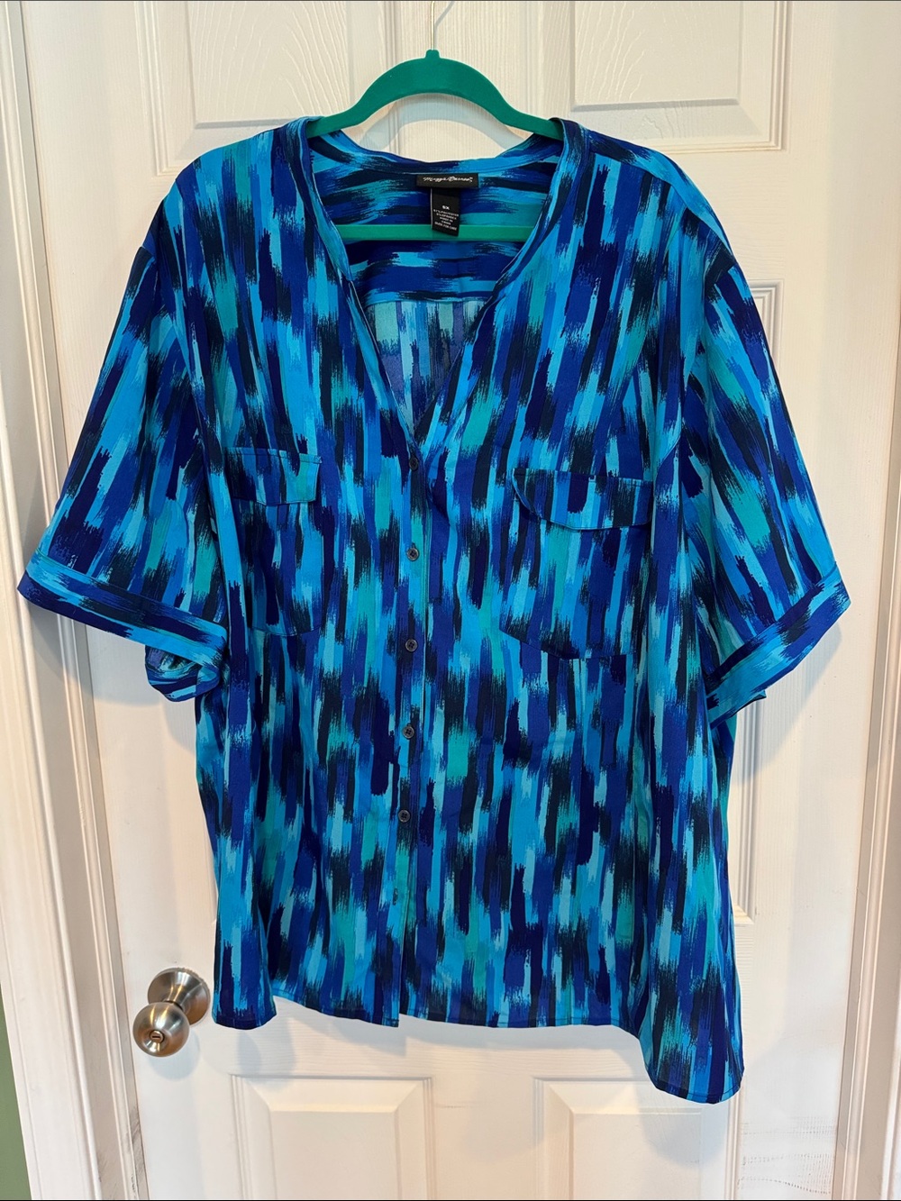 Maggie Barnes Blue & Teal Brushstroke Button-Up Shirt